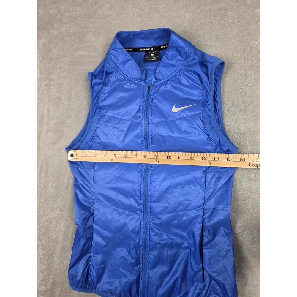 Nike Aeroloft Poly Fill Running Vest Womens XS Blue Full Zip Lightweight